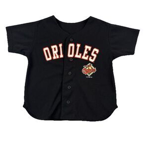 Vintage Baltimore Orioles Jersey Kids 6 Mighty Mac Black Button Up MLB